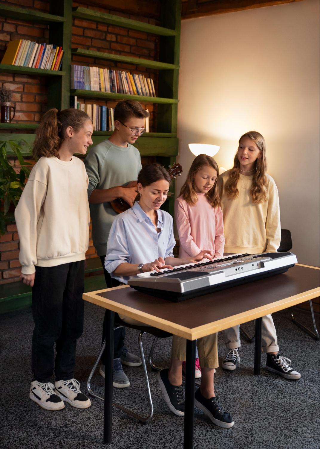 Children in music class