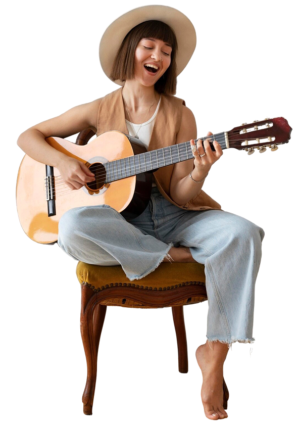 Young woman playing guitar